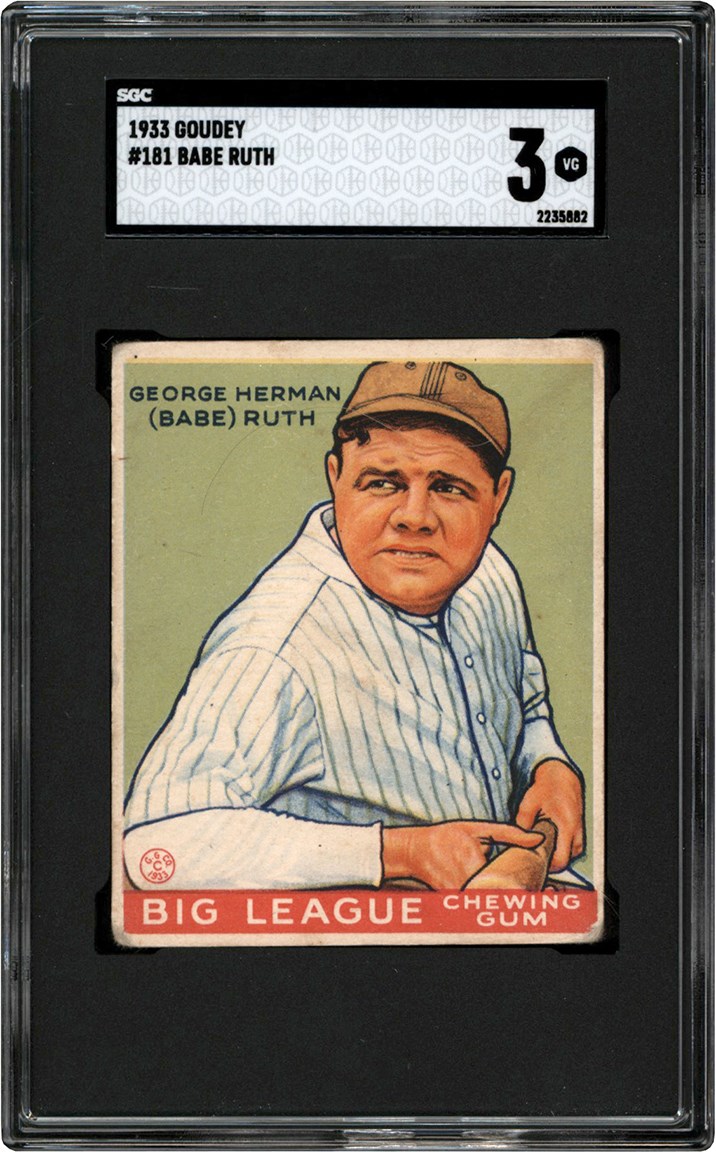 - 33 Goudey Baseball #181 Babe Ruth Card SGC VG 3
