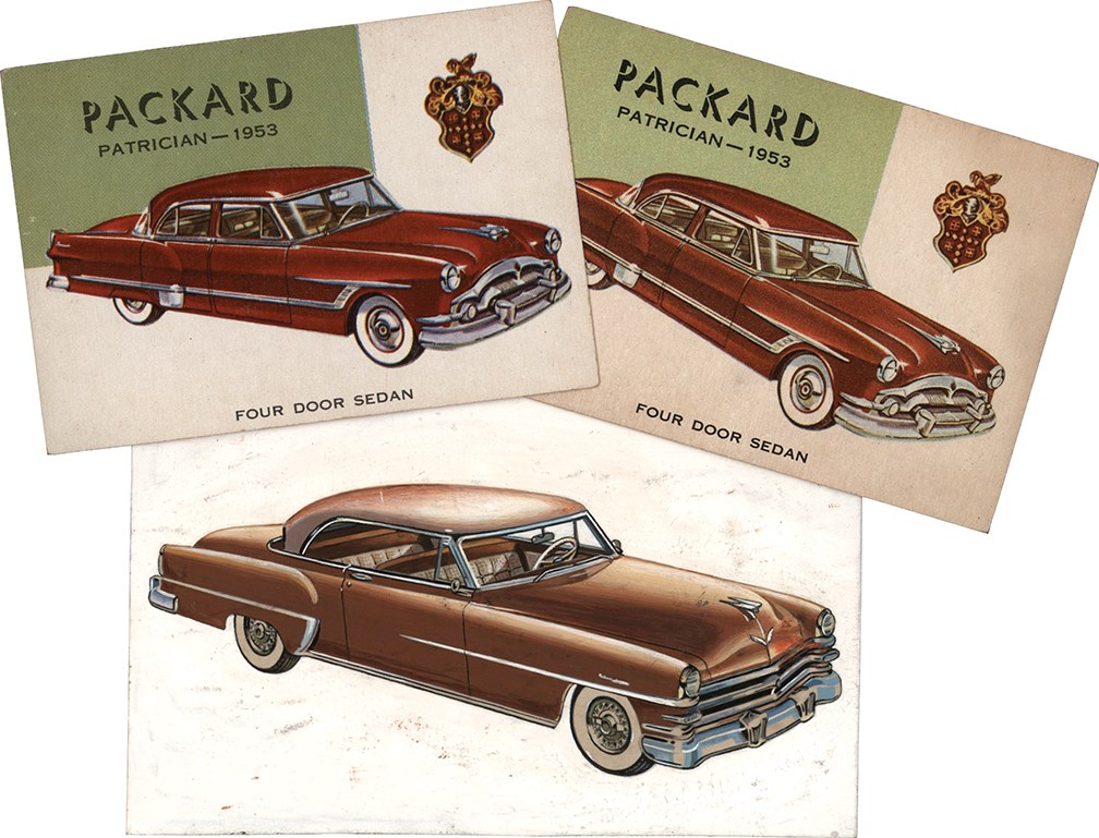 - Original Artwork for 1954 Topps World on Wheels #97 Packard Patrician