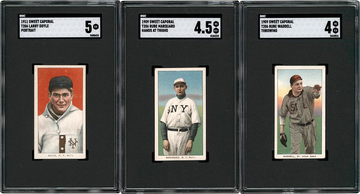 - 909-1911 T206 White Border Collection w/Rube Waddell (3) All SGC
