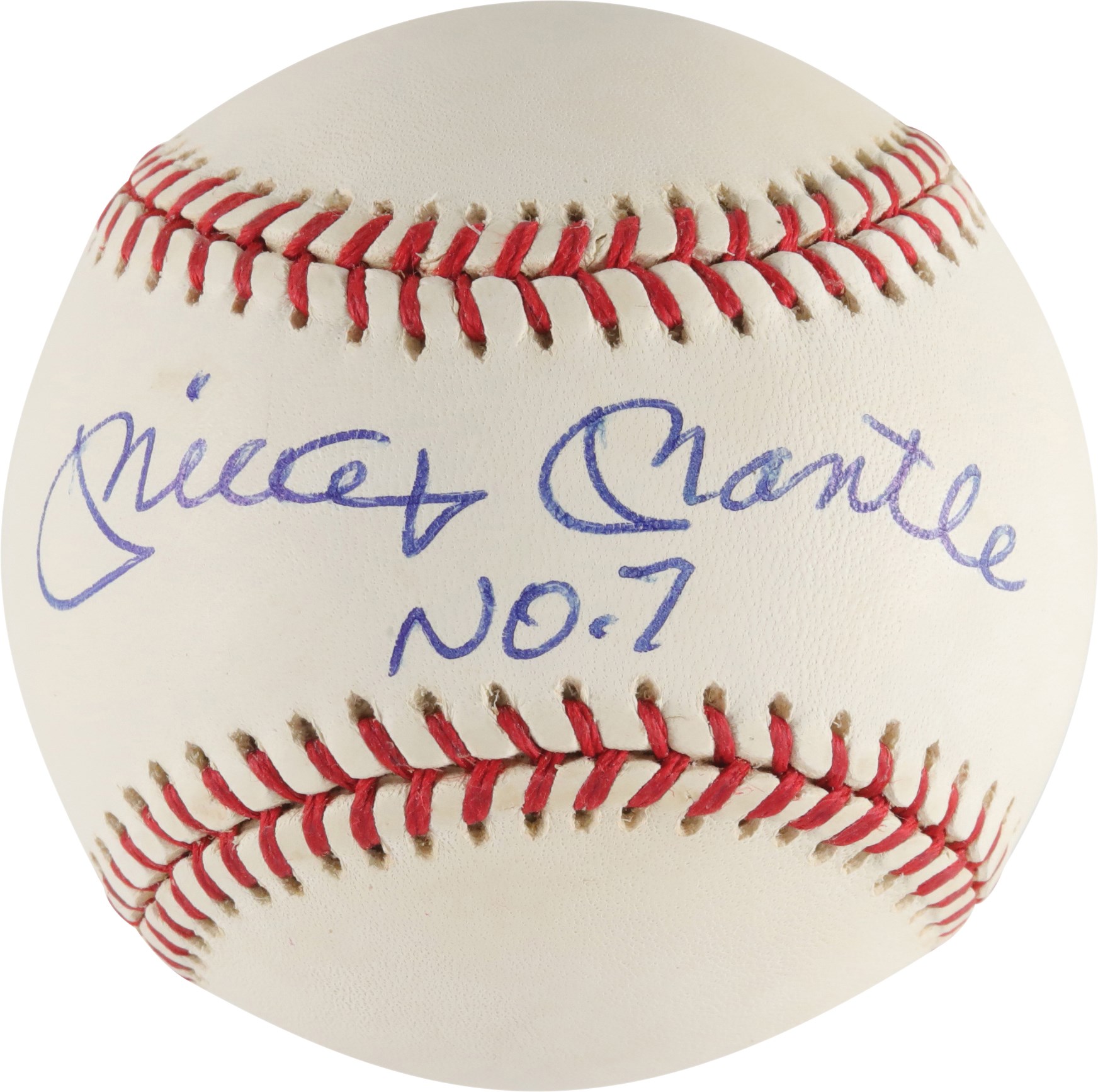 Baseball Autographs - Mickey Mantle "No. 7" Single-Signed Baseball (PSA)