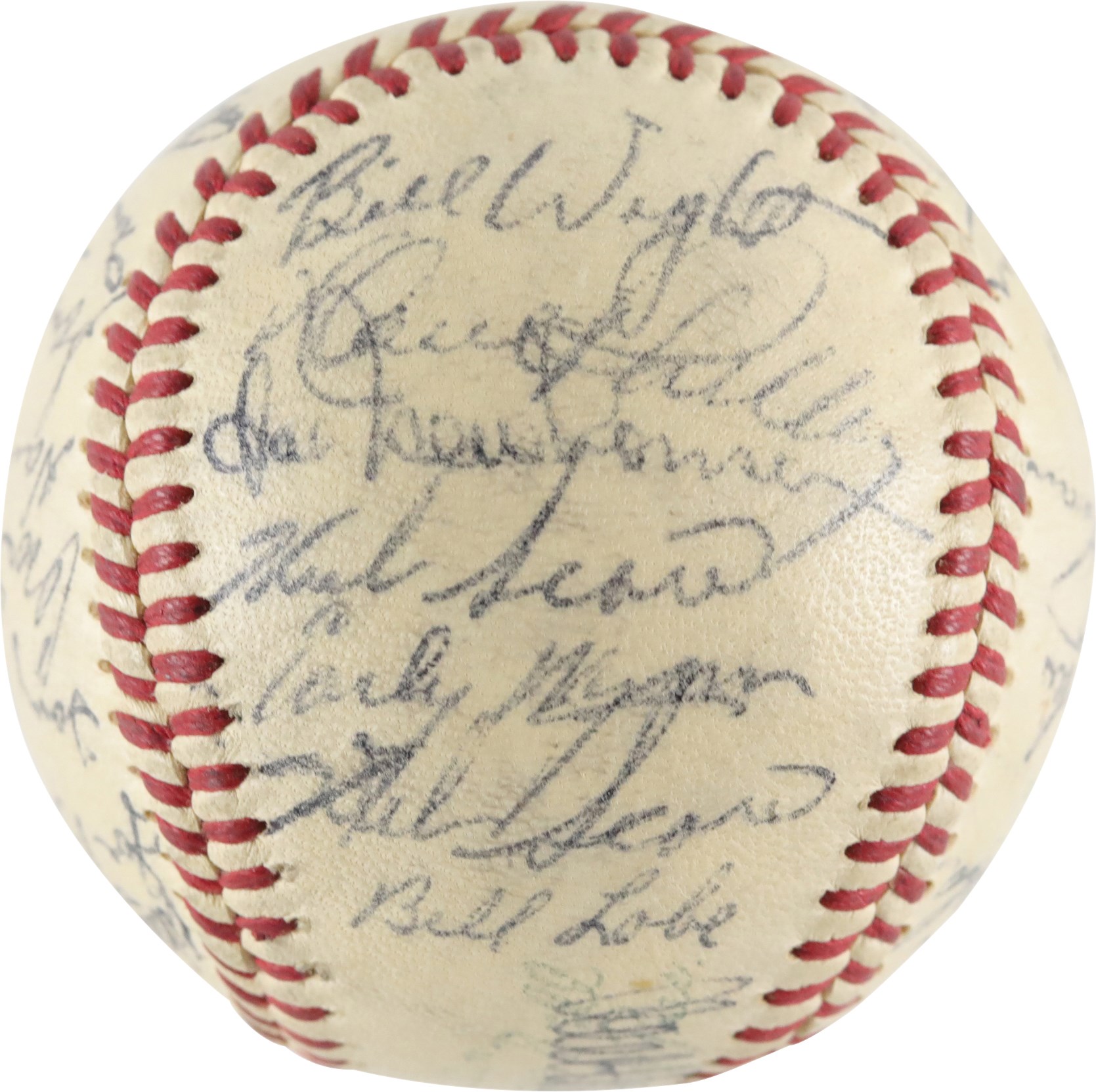 - 1955 Cleveland Indians High Grade Team-Signed Baseball w/Two Herb Score Rookie Autographs (PSA)