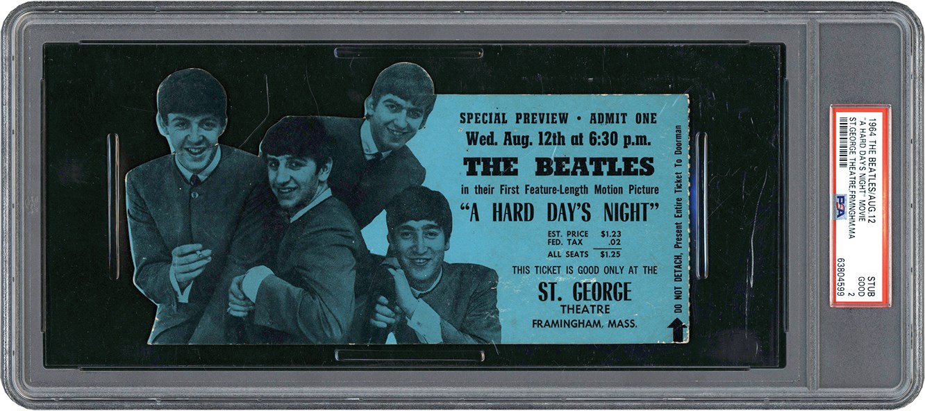 Rock And Pop Culture - 1964 The Beatles/August 12 A Hard Days Night Movie Stub