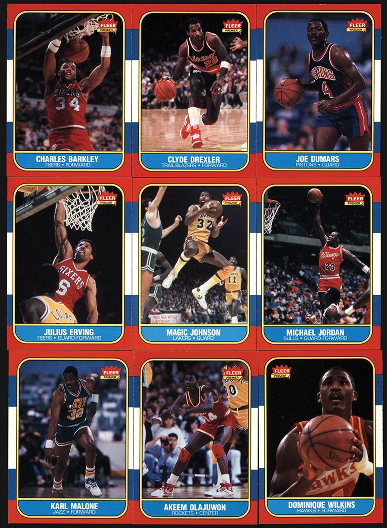 Basketball Cards - 1986-1987 Fleer Basketball Complete Set w/Stickers (143) w/SGC