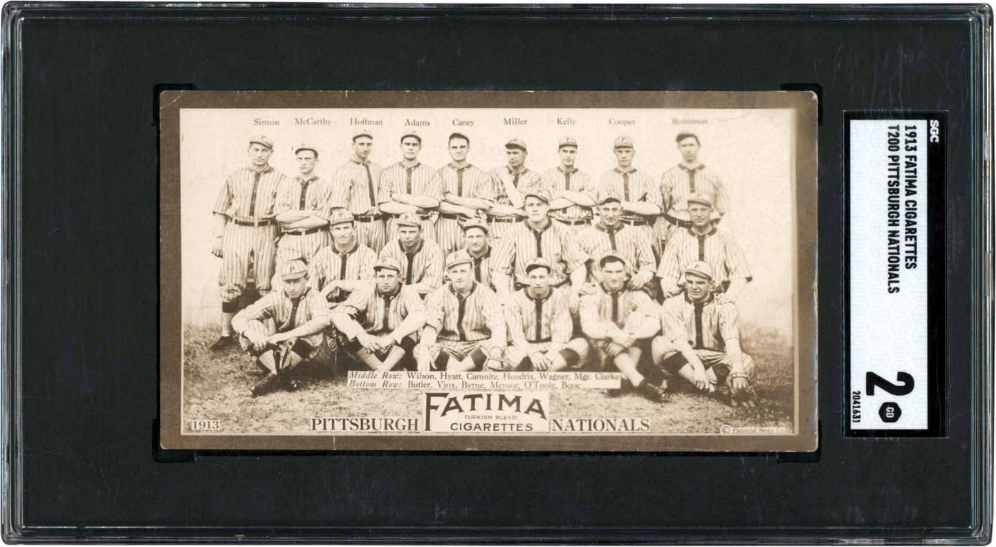 - 1913 T200 Fatima Cigarettes Pittsburgh Nationals w/Honus Wagner SGC GD 2