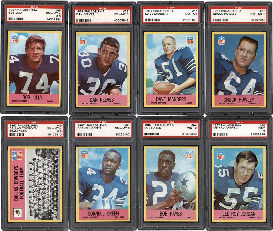 - High Grade 1967 Philadelphia Football Dallas Cowboys  Collection (12) All PSA