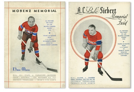Hockey Memorabilia - Howie Morenz & Babe Seibert Memorial Game Programs (2)