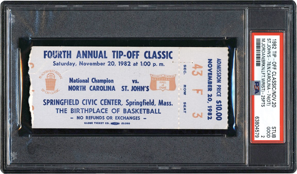 - 1982 Tip-Off Classic w/Michael Jordan Ticket Stub PSA GOOD 2
