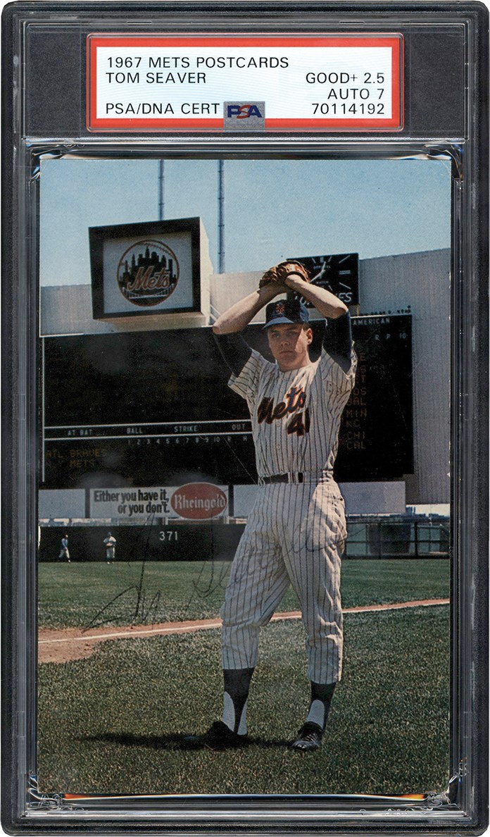 - Signed 1967 Mets Postcards Tom Seaver  Rookie PSA GD+ 2.5 Auto 7