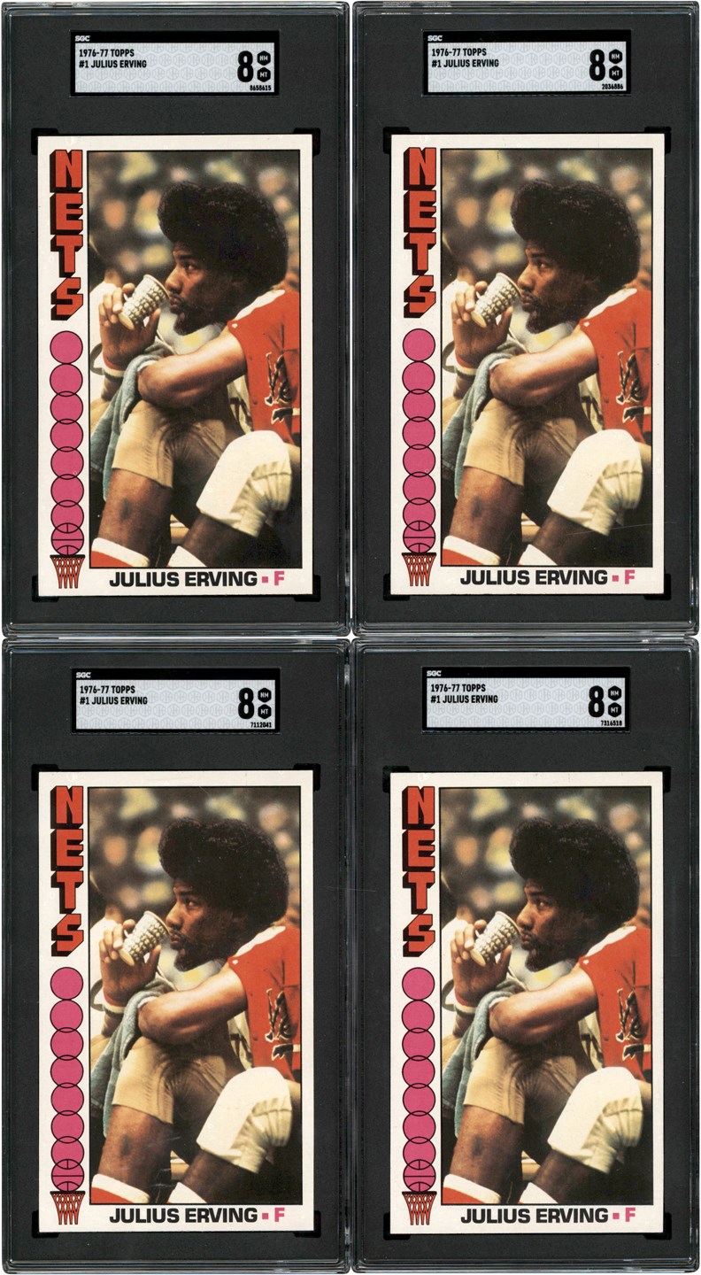 Basketball Cards - 1976-1977 Topps Basketball #1 Julius Erving High Grade SGC Collection (4)
