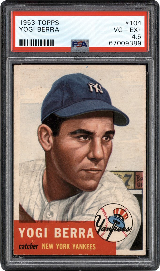 - 953 Topps Baseball #104 Yogi Berra Card PSA VG+ 4.5