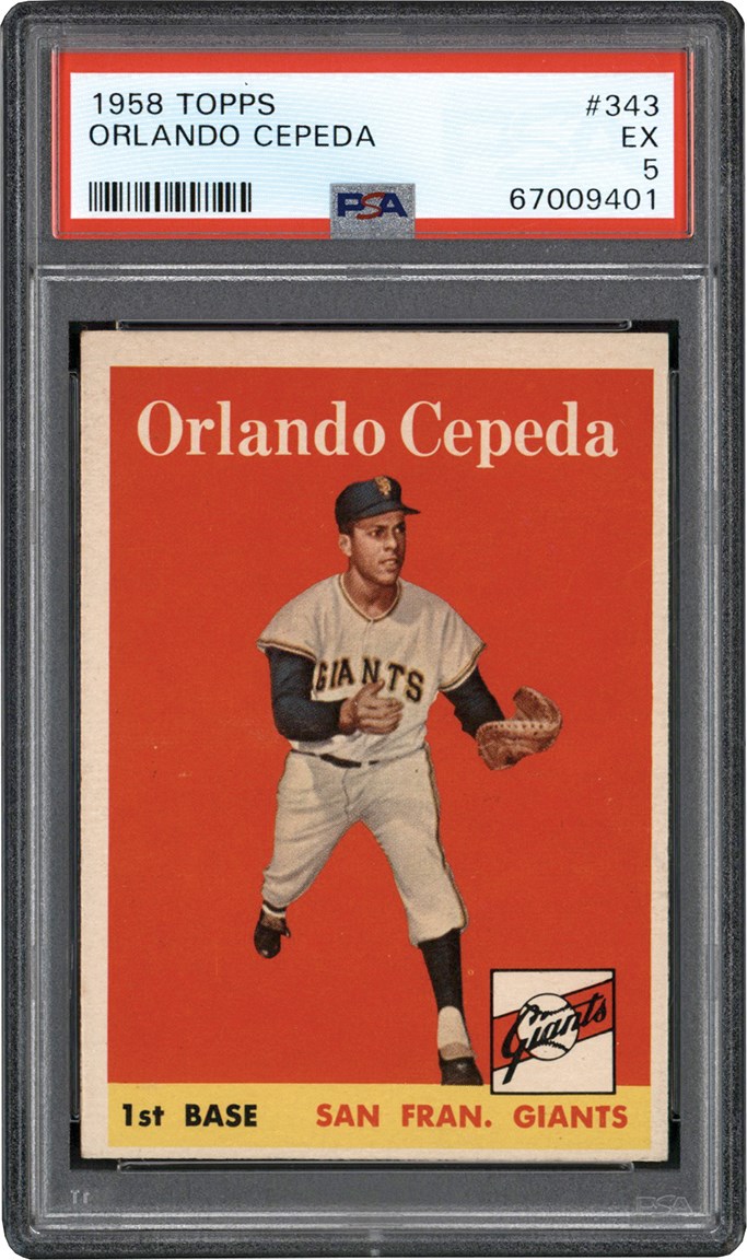 - 958 Topps Baseball #343 Orlando Cepeda Rookie Card PSA EX 5
