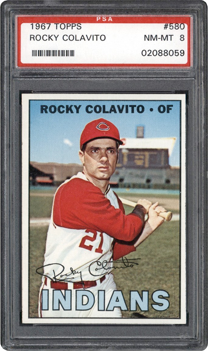 - 1967 Topps Baseball #580 Rocky Colavito Card PSA NM-MT 8