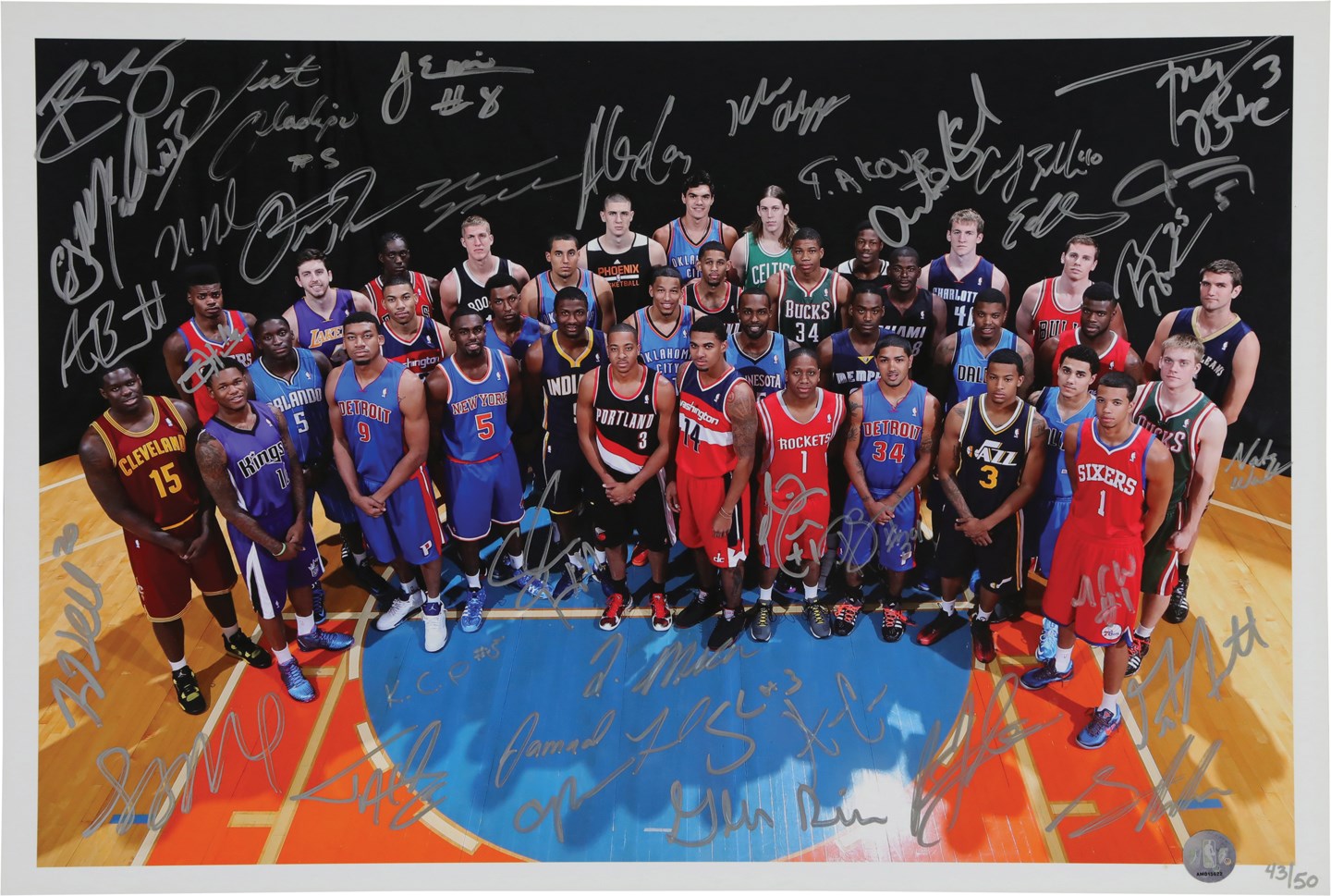 - 2013 NBA Rookie Draft Class Signed Photograph w/Giannis Antetokounmpo - 50 Autos (NBA COA)