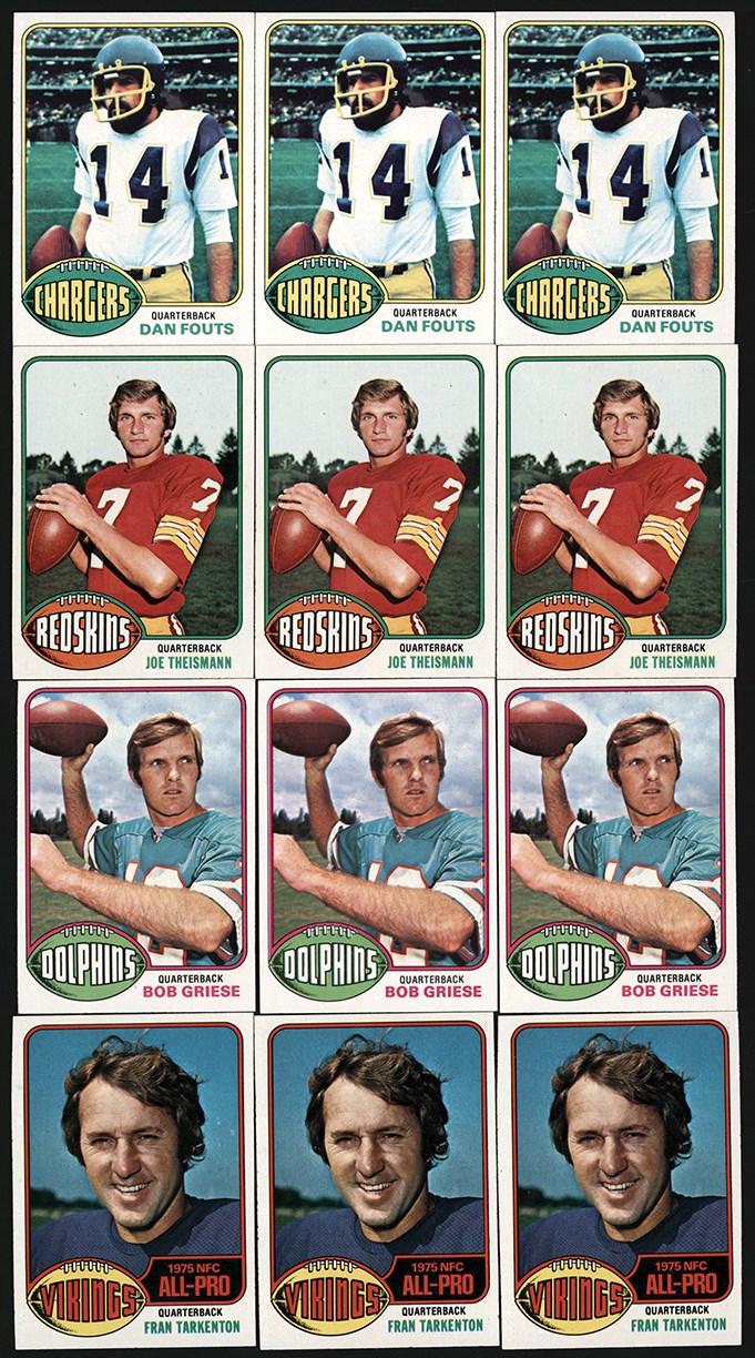 - 1976 Topps Football Super Star QB Card Hoard (160) w/Fouts, Tarkenton, & Griese