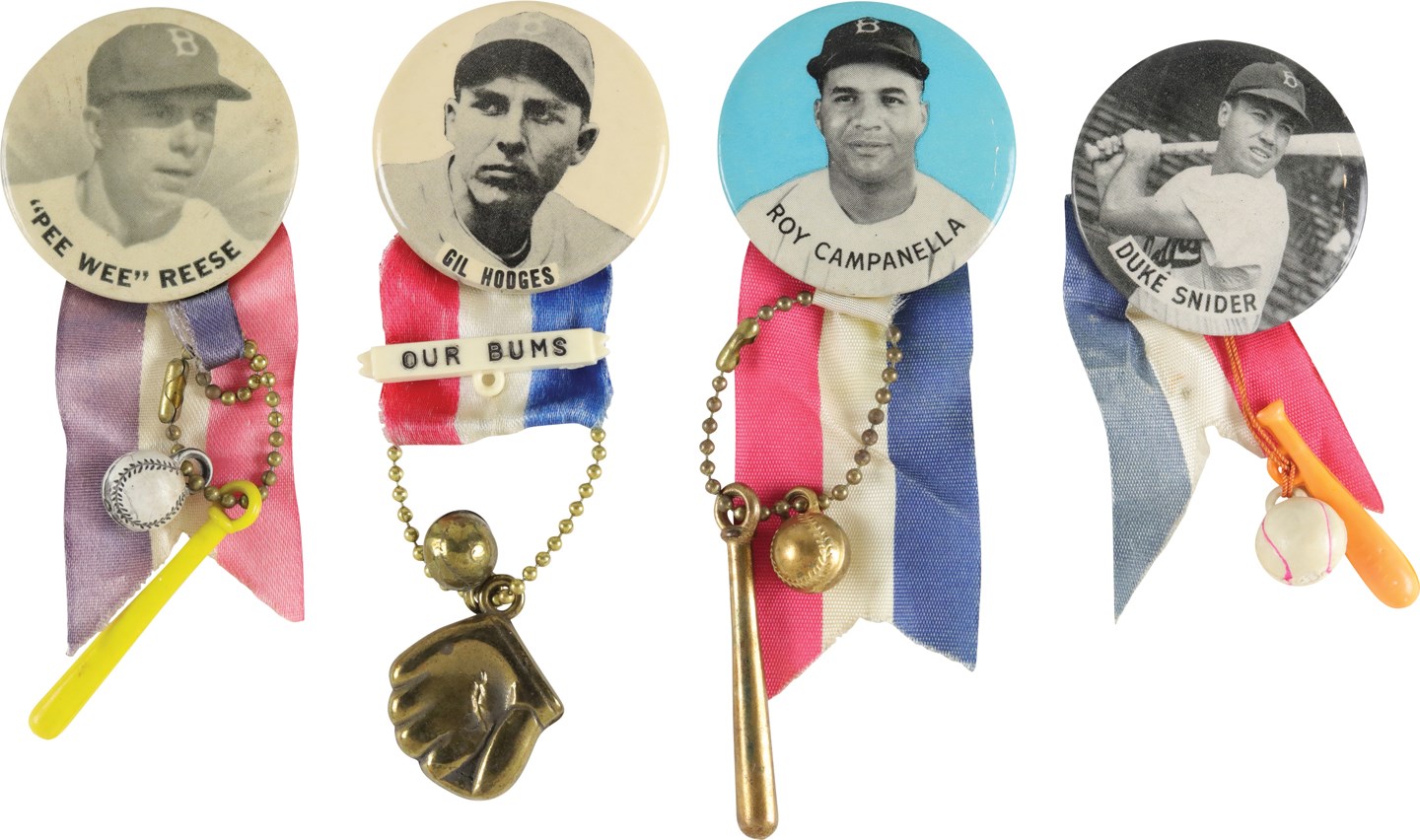 - Vintage Brooklyn Dodgers Player-Pin Collection (13) - All Different w/Ribbons