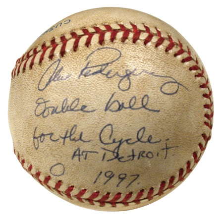 Game Used Baseballs - 1997 Alex Rodriguez Hit for the Cycle Game Used Signed Baseball