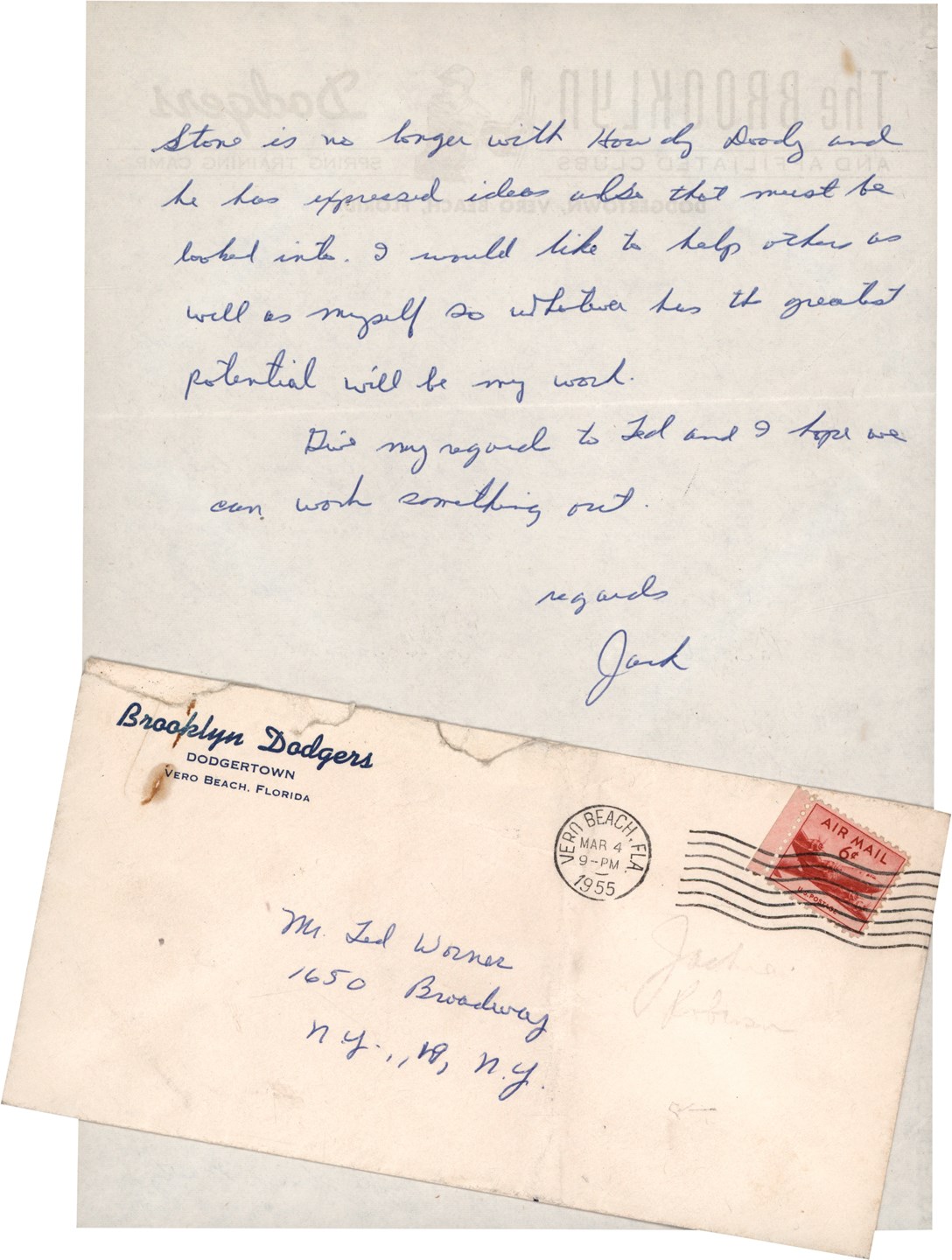 - 1955 Jackie Robinson Handwritten Letter - "I Would Like to Help Others as Well as Myself" (PSA)