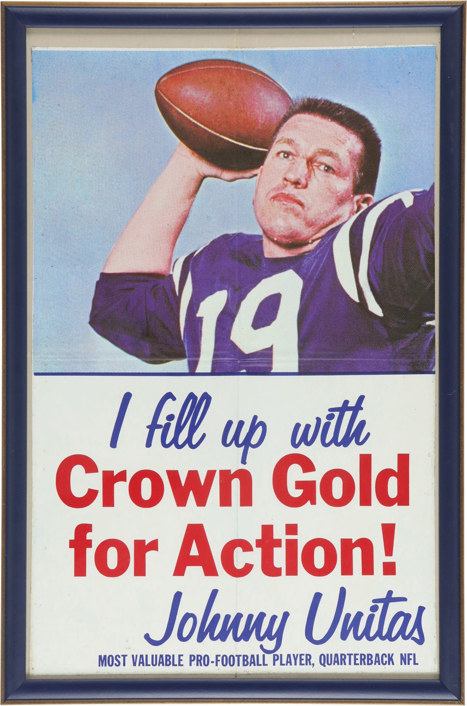 - 1960s Johnny Unitas Crown Gold Gasoline Advertising Display