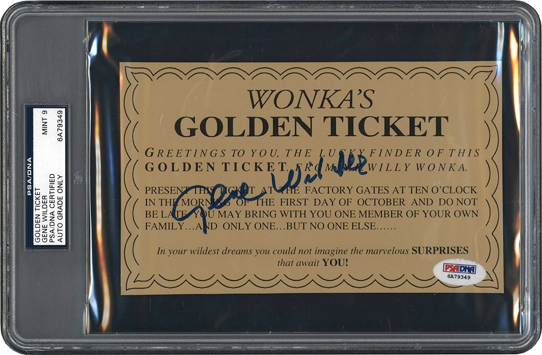 - Wonka's Golden Ticket Signed by Gene Wilder (PSA MINT 9 Signature)
