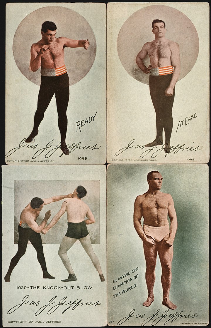 - Circa 1907 James J. Jeffries Color Postcards (4 Different)