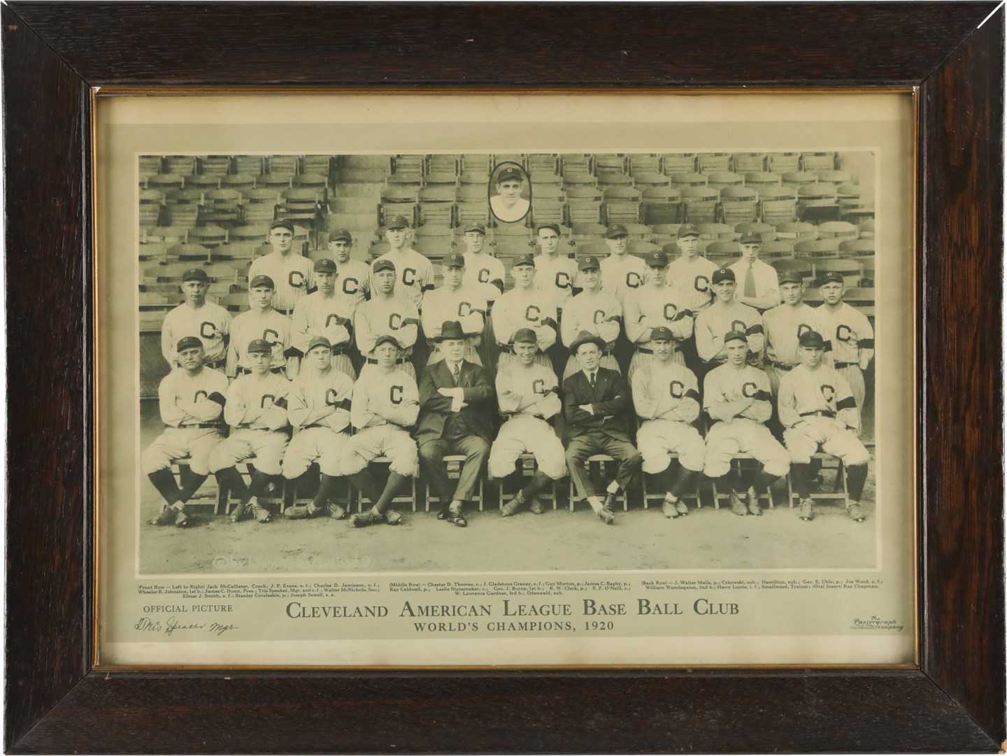 - 1920 World Champion Cleveland Indians Team Photo by Postergraph