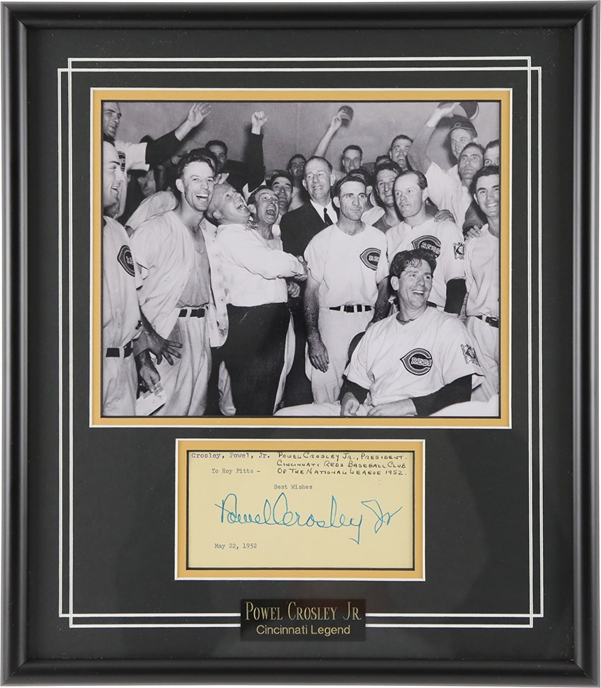 Baseball Autographs - Rare Powel Crosley Jr. Cincinnati Reds Signature Display