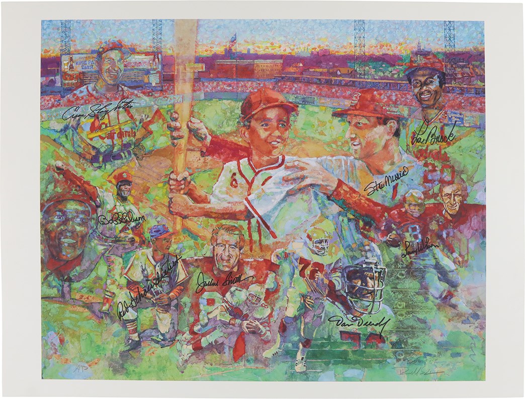 Baseball Autographs - St. Louis Sports Legends Signed Serigraph w/Stan Musial