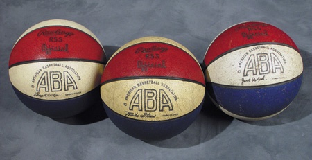 Three Different ABA Game Used Basketballs