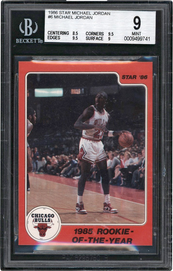 Basketball Cards - 1986 Star Basketball Rookie of the Year #6 Michael Jordan BGS MINT 9