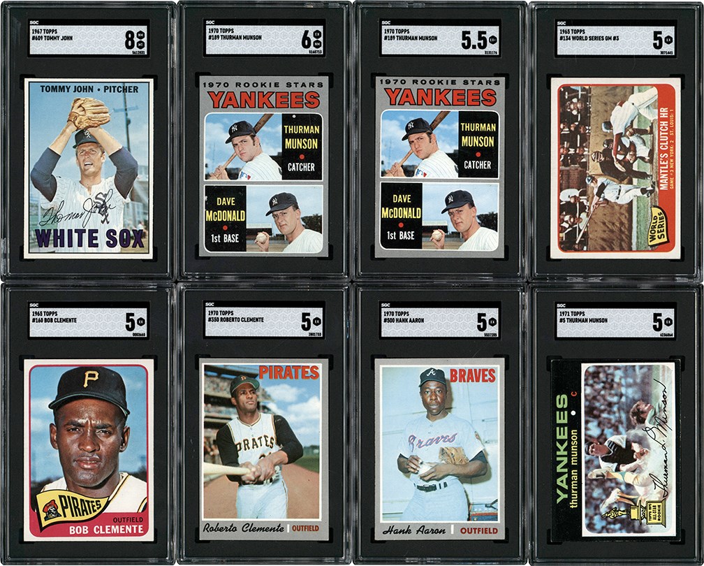 - 1965-1971 Topps Baseball Hall of Famer and Star SGC Card Collection (11) w/Munson Rookies & Mantle
