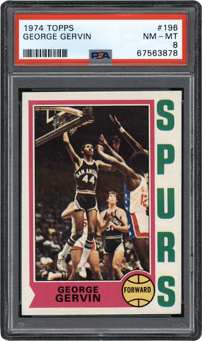 - 1974-1975 Topps Basketball #196 George Gervin Rookie Card PSA NM-MT 8
