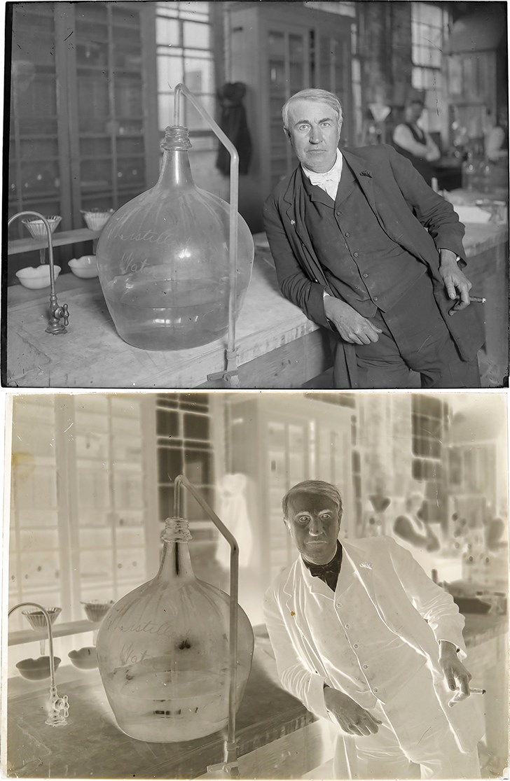 The Brown Brothers Photograph Collection - Thomas Edison in His Lab Original Glass Plate Negative