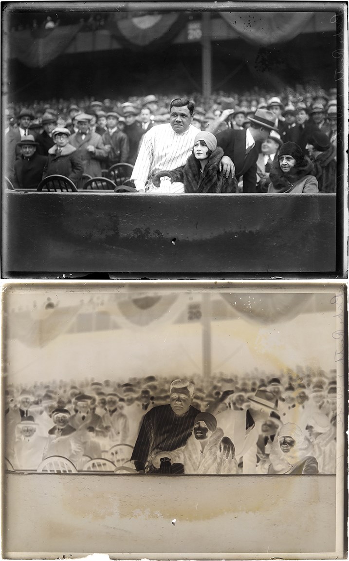 The Brown Brothers Photograph Collection - 1929 Babe Ruth & Wife Original Glass Plate Negative