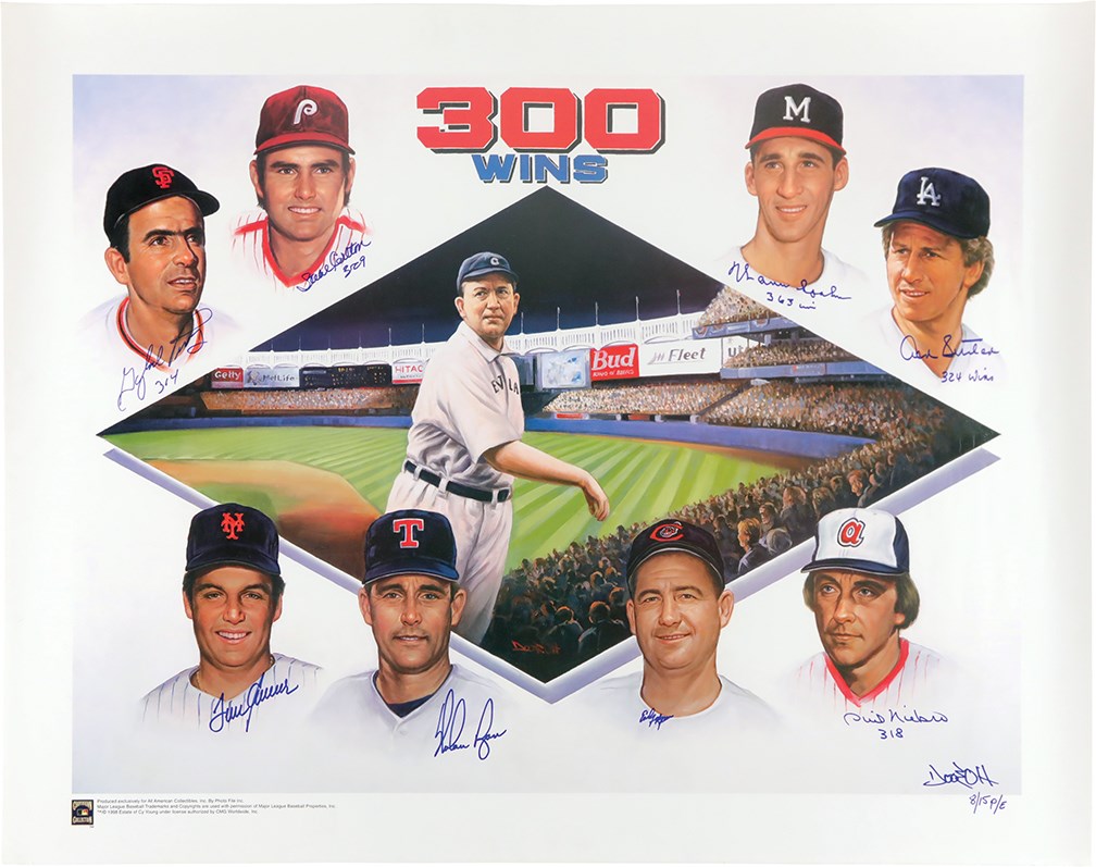 Baseball Autographs - 300 Win Club Pitchers Signed Print (Players Edition 8/15)