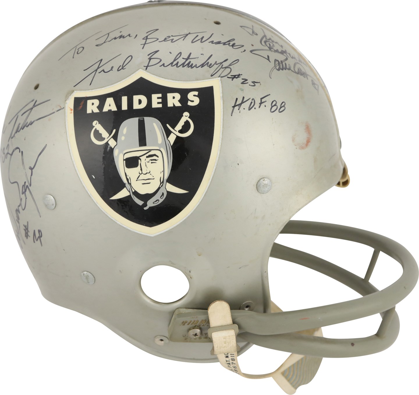 Football - Early 1970s Oakland Raiders Greats Signed Game Used Helmet