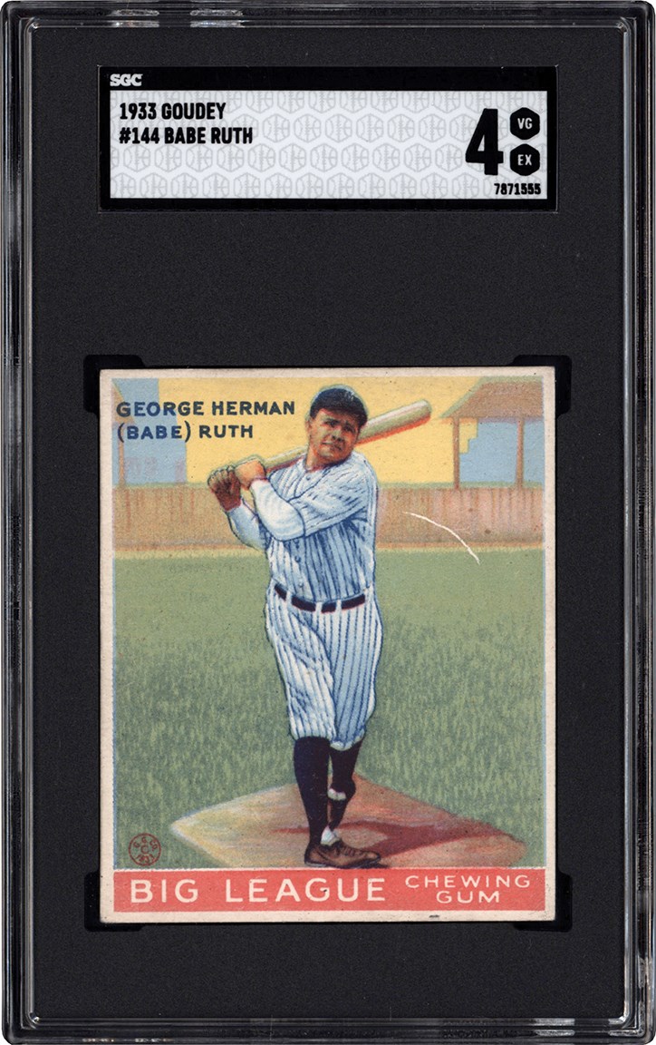 - 33 Goudey Baseball #144 Babe Ruth Card SGC VG-EX 4