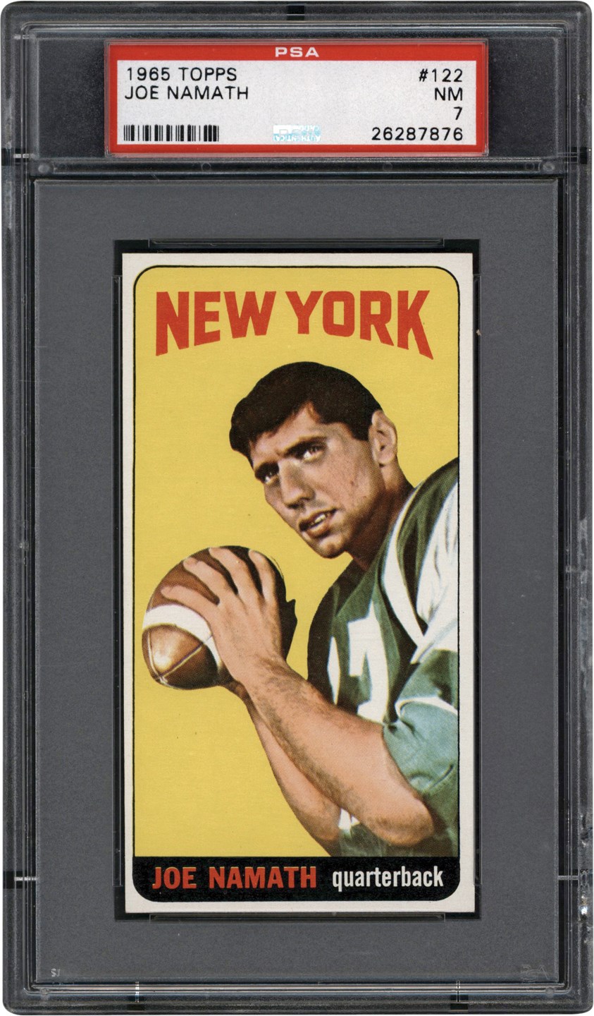 - 1965 Topps Football #122 Joe Namath Rookie Card PSA NM 7