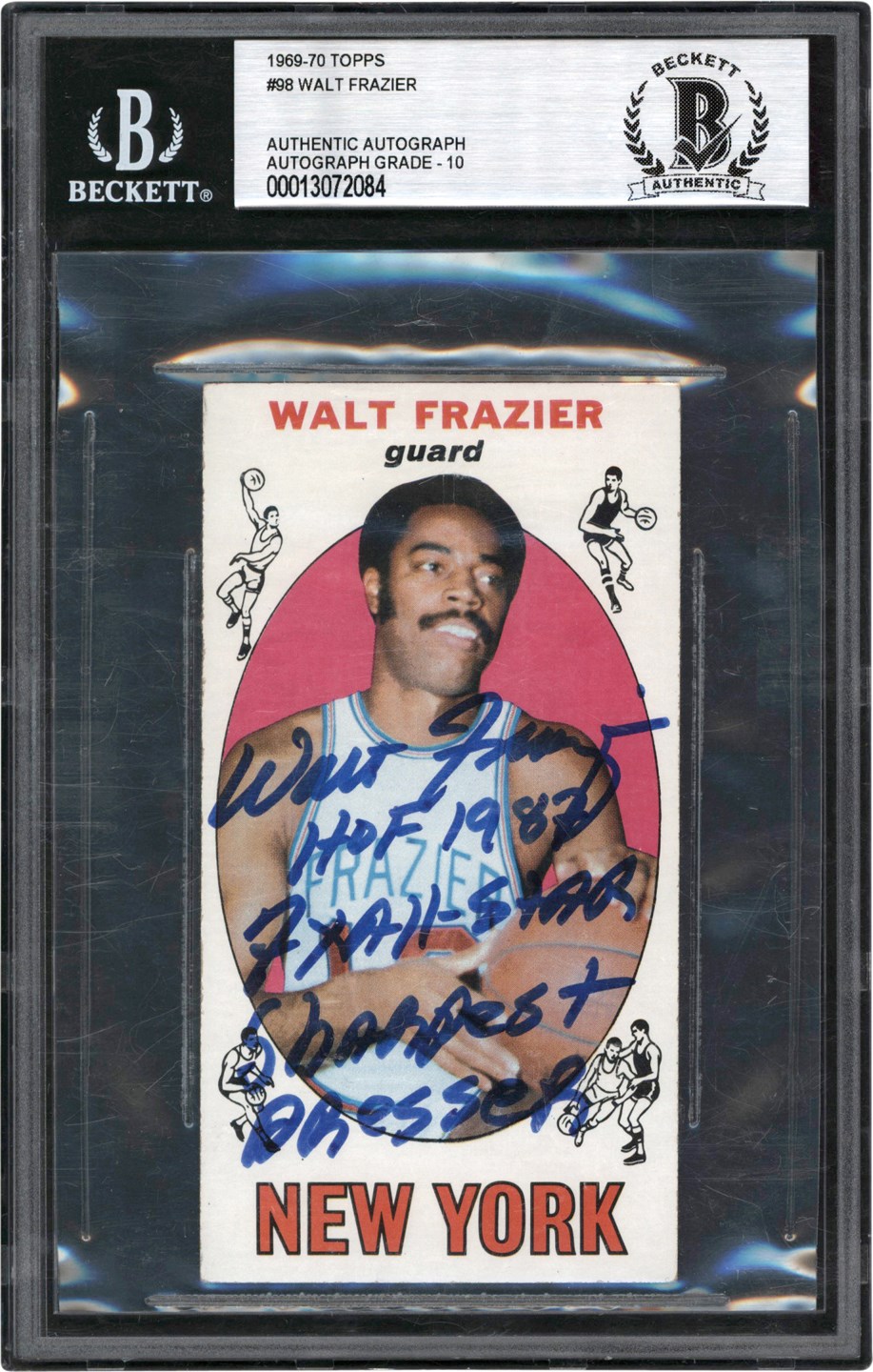 Basketball Cards - Signed & Inscribed 1969-1970 Topps Basketball #98 Walt Frazier Rookie Card Beckett