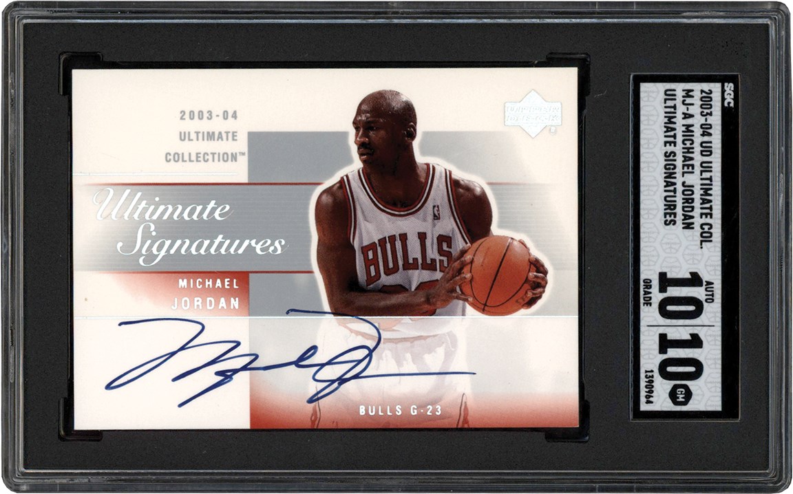 Basketball Cards - 003 Ultimate Collection Basketball Signatures #MJ-A Michael Jordan Autograph Card SGC GEM MINT 10 Auto 10 (Pop 1 of 1 Highest Graded)