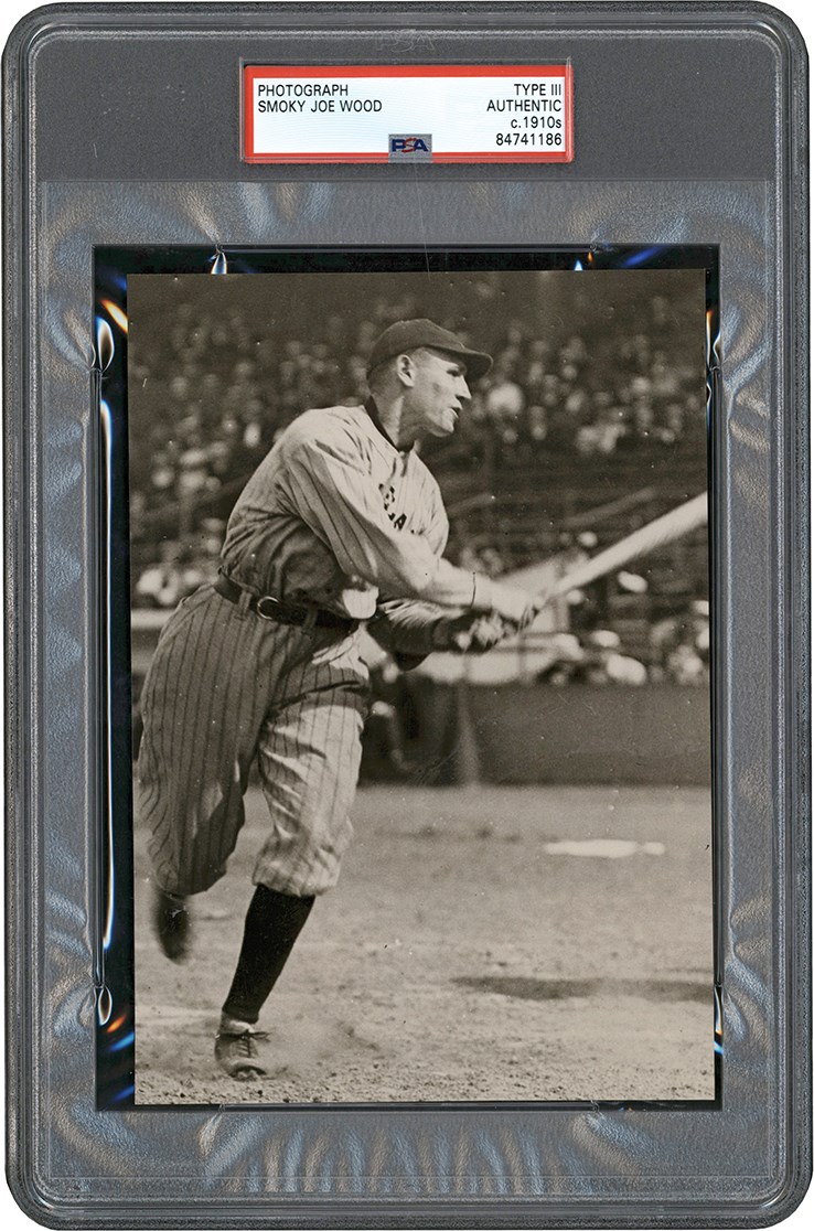 Vintage Sports Photographs - Smokey Joe Wood at Bat Photograph (PSA Type III)