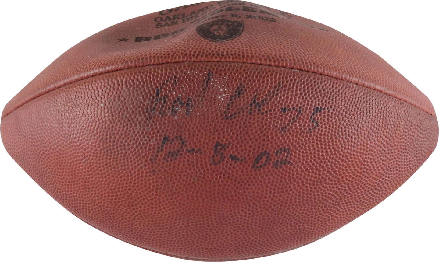Football - 12/8/02 Rod Coleman Signed Game Used Football - Raiders vs. Chargers (PSA)