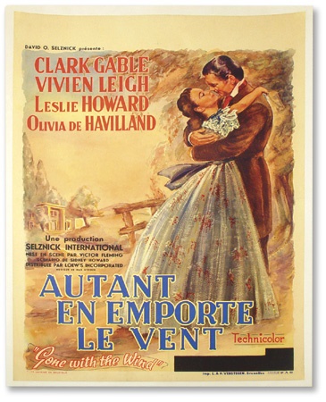 - 1939 Gone With the Wind Large Belgian Poster (33.5x23”)