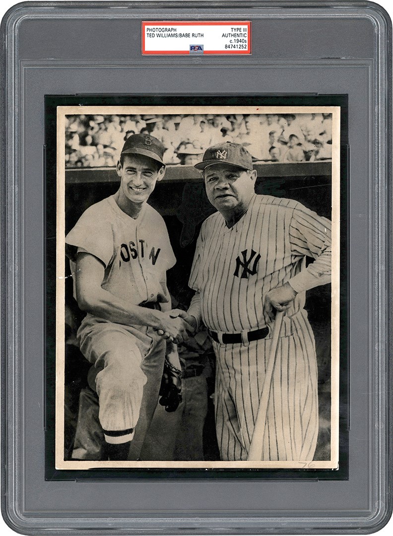 Vintage Sports Photographs - Iconic Babe Ruth & Ted Williams Photograph (PSA Type III)