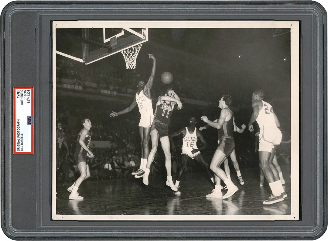 Vintage Sports Photographs - 1960s Bill Russell Fights for the Rebound (PSA Type I)