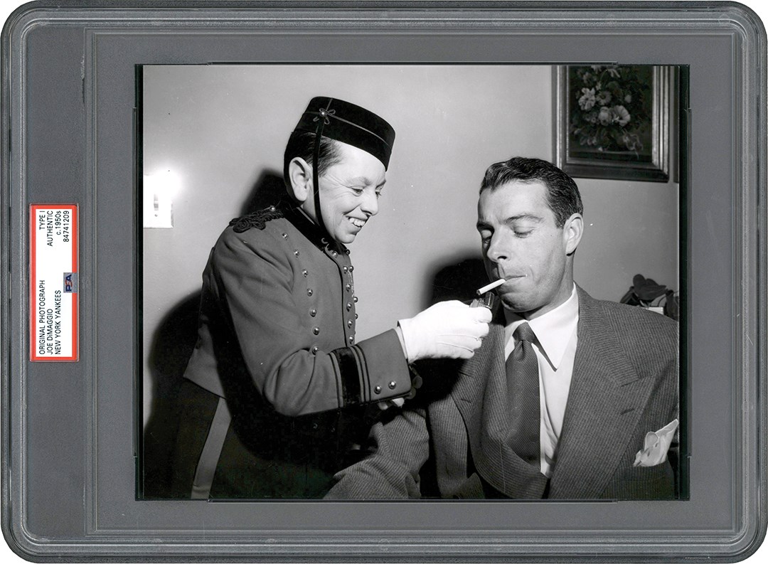 Vintage Sports Photographs - Joe DiMaggio Gets a Light Photograph (PSA Type I)
