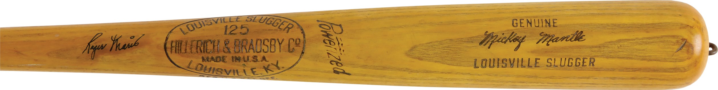 - 1958 Mickey Mantle Professional Model Bat Signed by Roger Maris - Rookie Era Signature (PSA)