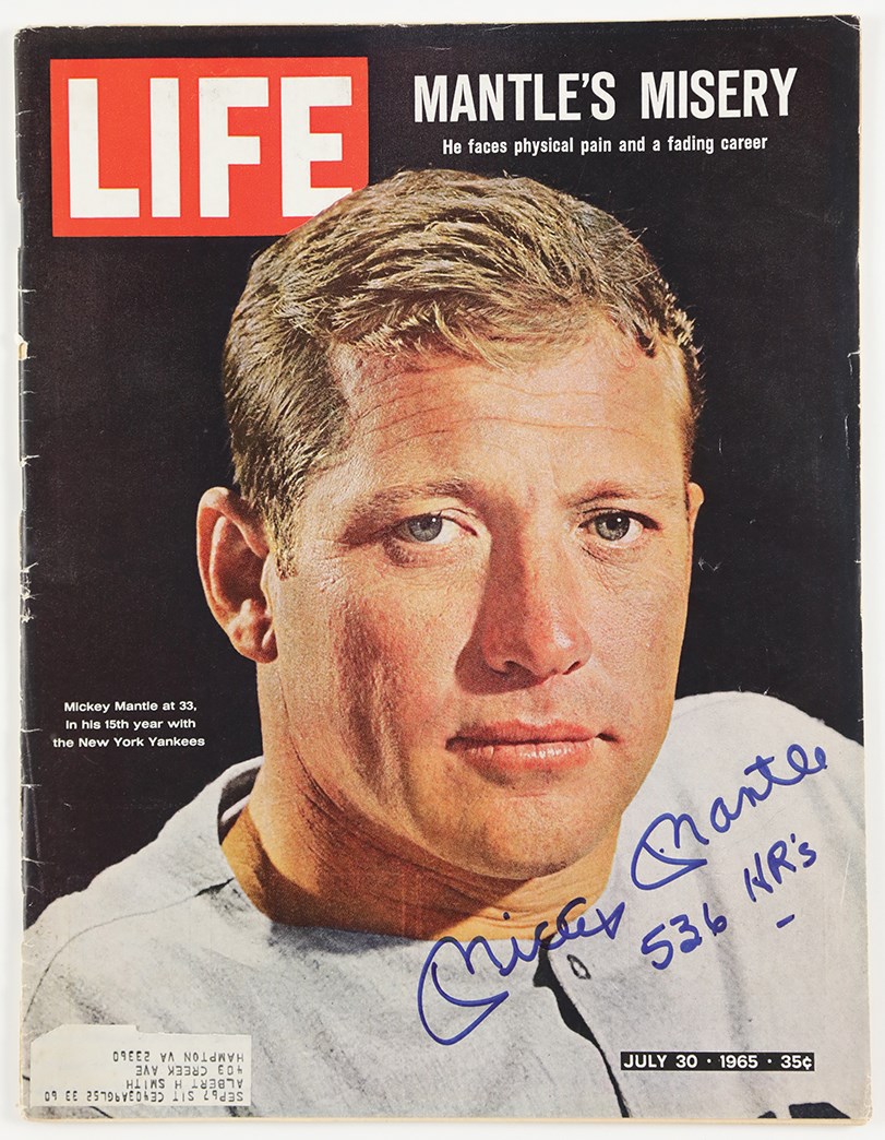 Baseball Autographs - 1965 Mickey Mantle Signed & Inscribed "536 HR's" Life Magazine (PSA 10 Auto)