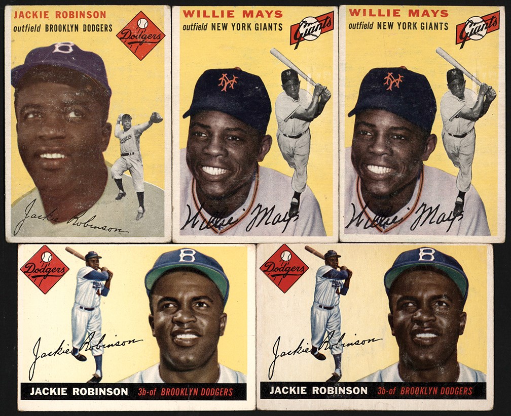 - 1954 & 1955 Topps Willie Mays & Jackie Robinson Collection (5)