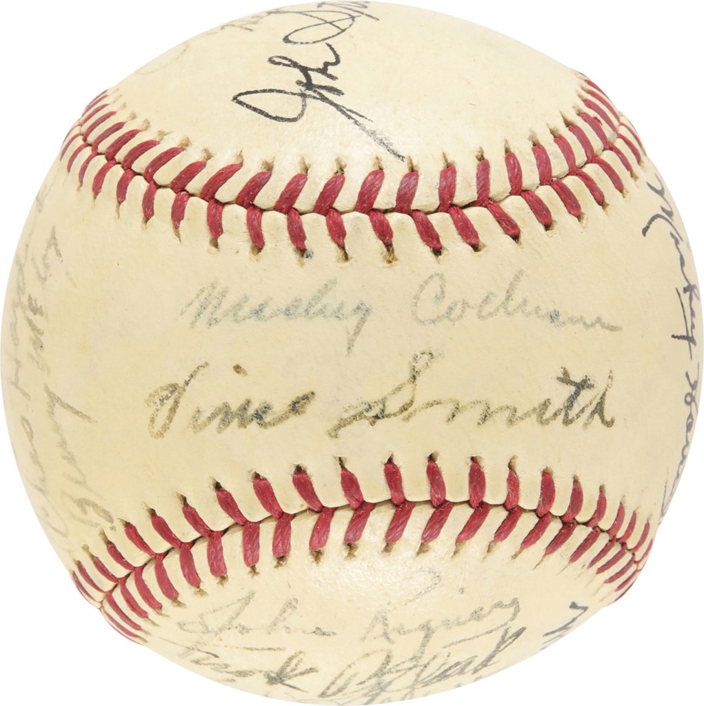 Baseball Autographs - 1940s Signed Baseball w/Mickey Cochrane