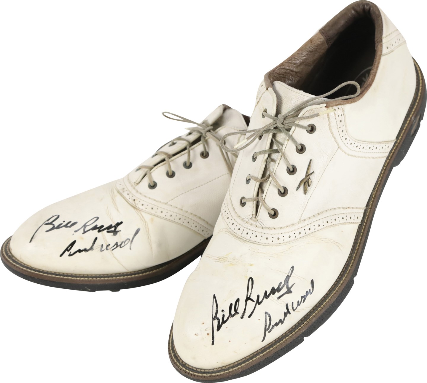 - Pair of Bill Russell Signed and Inscribed Golf Shoes (Russell LOA & PSA)
